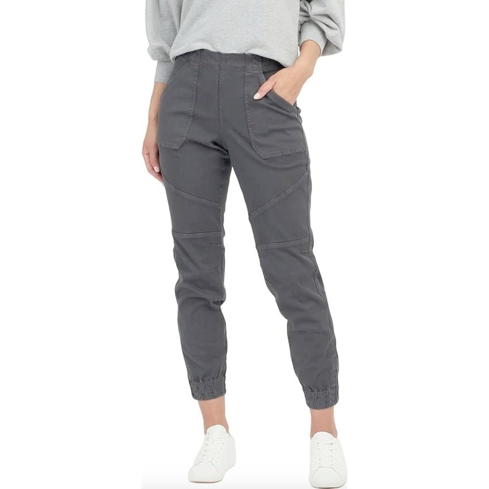 Spanx Stretch Twill Cargo Jogger Pants High Rise Zipper Medium Gorpcore Utility
